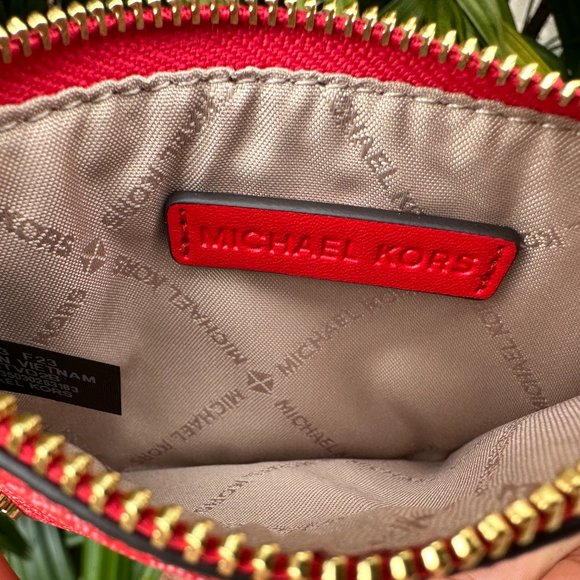 Michael Kors Jet Set Travel Medium Top Zip Card Case Wallet MK Dark Sangria - Picture 7 of 10